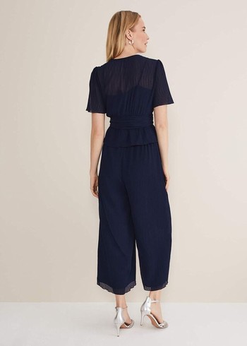 Phase Eight Aster Plisses Co-Ord Trousers Navy Australia | BQ1738069